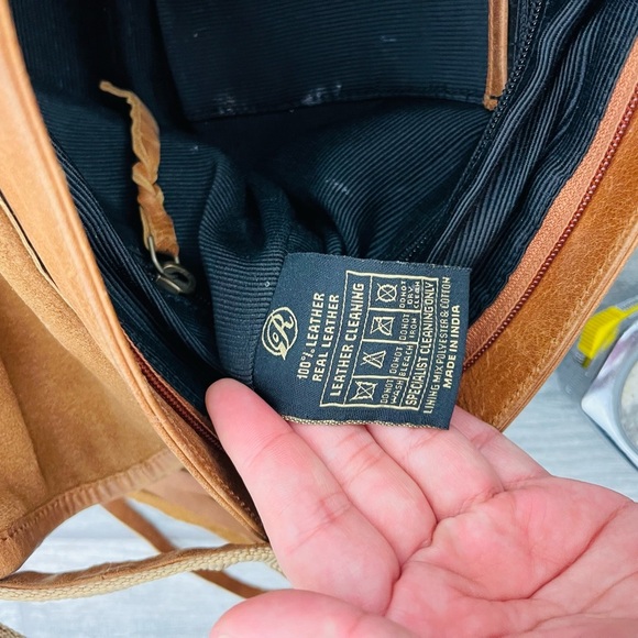 Brown Leather Fringe BOHO Embroidered Western Pattern Crossbody Flap Bag - Picture 13 of 15